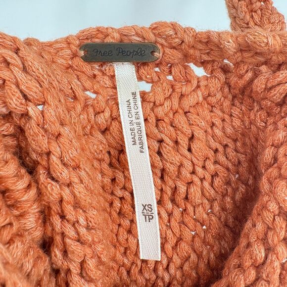 Free People Mountain View Tunic Top in Orange, XS, Boho Wool Blend Crochet - Picture 8 of 9